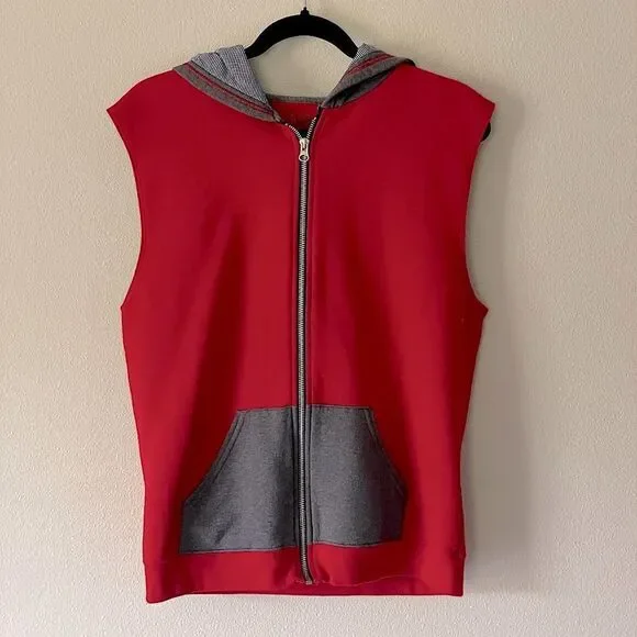 Youth, Fruit of the Loom, Red and Gray, Zip-Up Vest. Size 2XL (18)