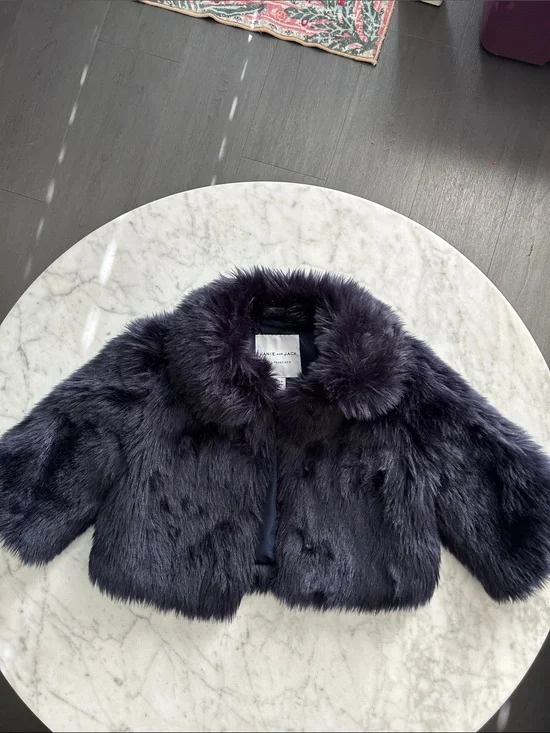 Janie & Jack Faux Fur Jacket in Deep Navy size 3-4 T
