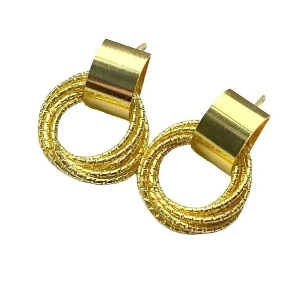 Marais Twisted Hoop Doorknocker Earrings in Gold Tone Metal