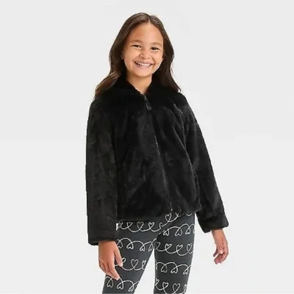 Cat & Jack | Faux Fur Black Jacket