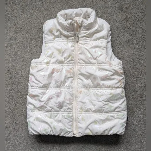 Gap White Iridescent Unicorn Vest size 5
