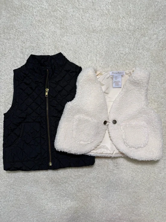 Tommy Bahama Old Navy Vest Bundle Toddler Kids 3T Cream Sherpa Black Quilted