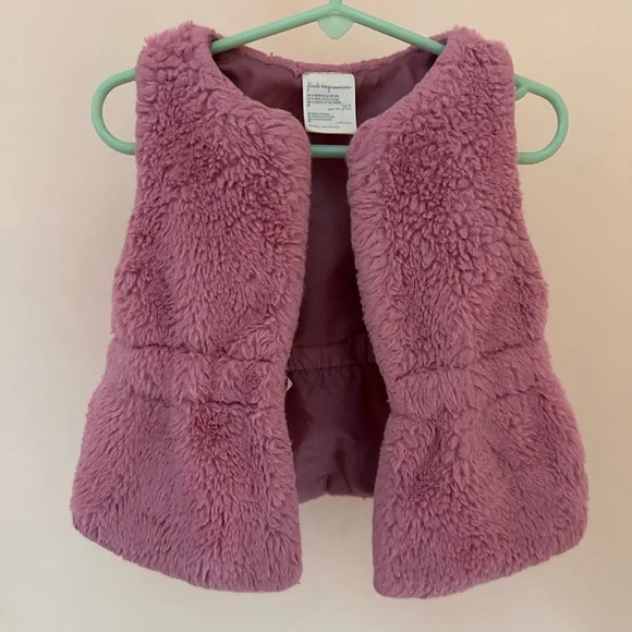 Pink Faux Fur Vest | 24M | Fuzzy Lined Toddler Girl Vest | First Impressions