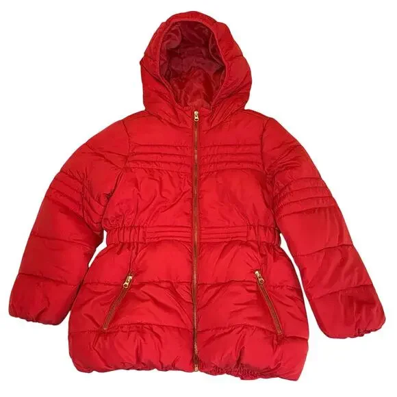 Joe Fresh Hooded Puffer Coat Jacket Girls 4/4T Red