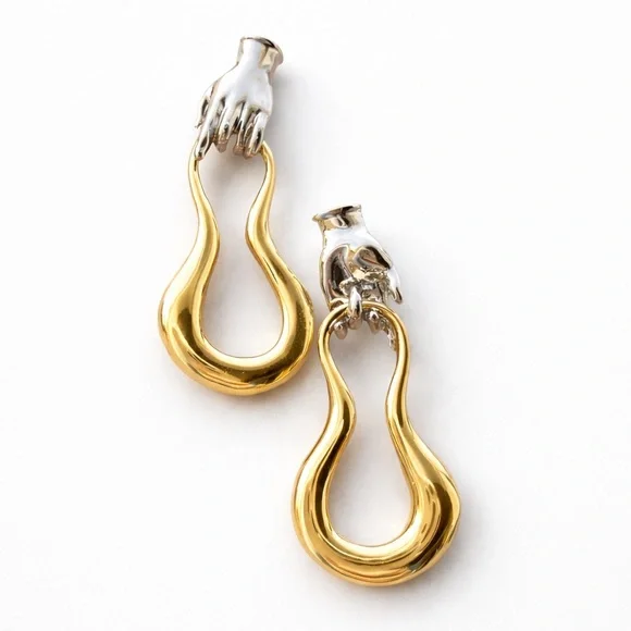Gold and Silver Hand Earrings