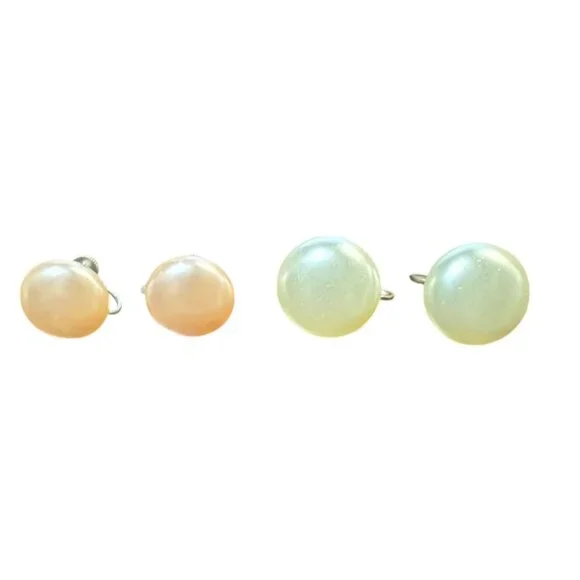 Vtg Faux Pearl Earrings 2 Pair Screw Back & Clip On Pink & Cream Fashion Jewelry