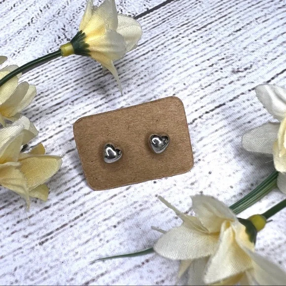 Heart Shape Silver Stud Earrings