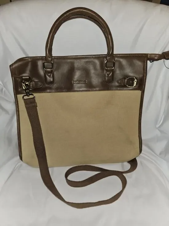 Lavievert Vintage-Style Laptop Messenger Crosbody Bag In Leather And Canvas