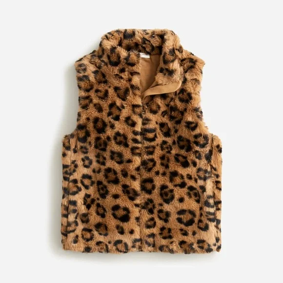 J.Crew Girls’ Leopard Faux Fur Vest—XS