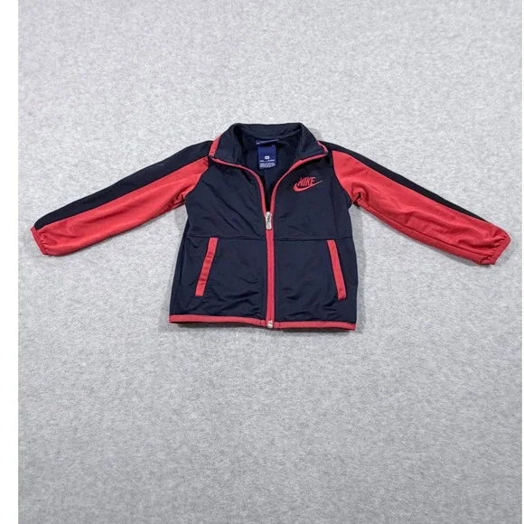 Nike Track Jacket Kids 24M Navy Red ‎ Colorblock Full Zip Futura Logo
