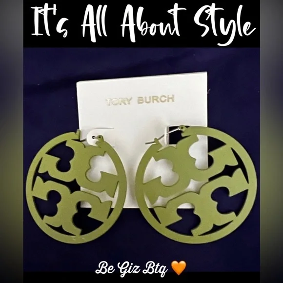 🔥🔥Tory Burch Authentic Painted Green Earrings At Awesome Prices To Buy Now