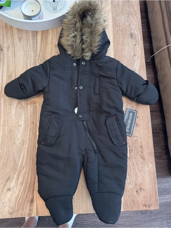 NWT Rothschild Baby Snowsuit Faux Fur Trimmed Hood