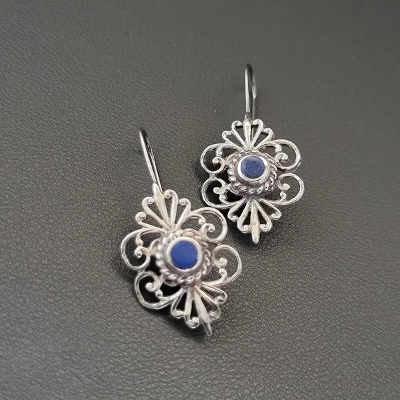Vintage 925 Sterling Silver Filigree Drop Earrings with Secured French Wire