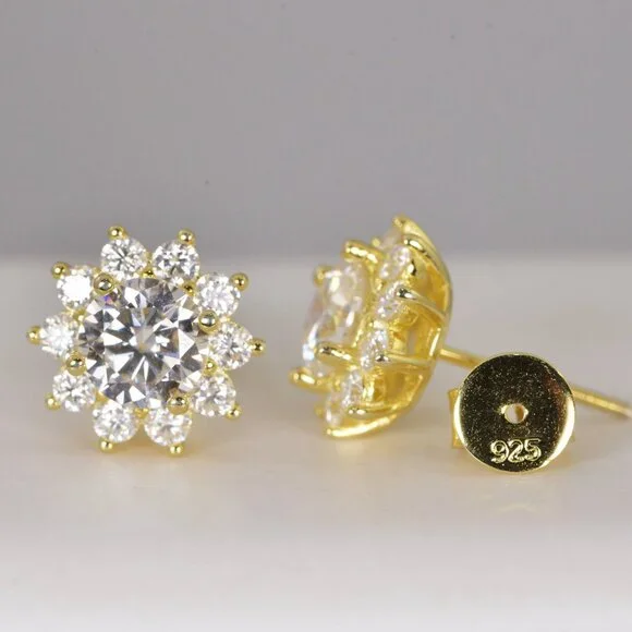 2.8 CT Sunflower All Moissanite Stud Earrings