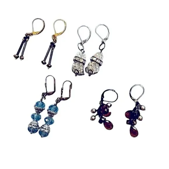 Artisan Boho Beaded Dangle Earring Bundle – Set of 4 Pairs