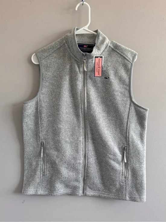 Vineyard Vines Youth XL Gray Sweater Fleece Vest Full Zip NWT