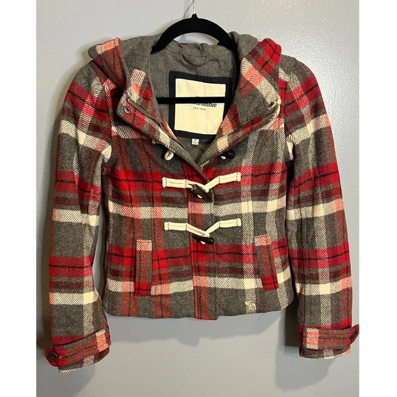 Abercrombie Girls Plaid Coat - Size Medium