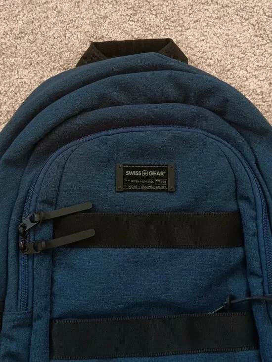 SwissGear Laptop Backpack Heathered Blue Denim Travel School Bag Tech Pack