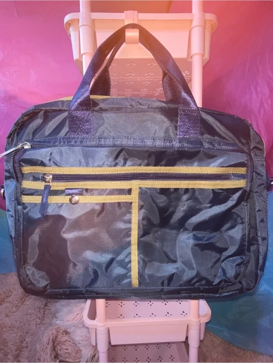 Navy Blue Laptop Bag Briefcase Messenger Bag Travel Carry-On Organizer