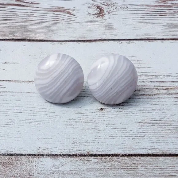 Vintage Stud Earrings For Pierced Ears - Unusual Design Circle 0.75