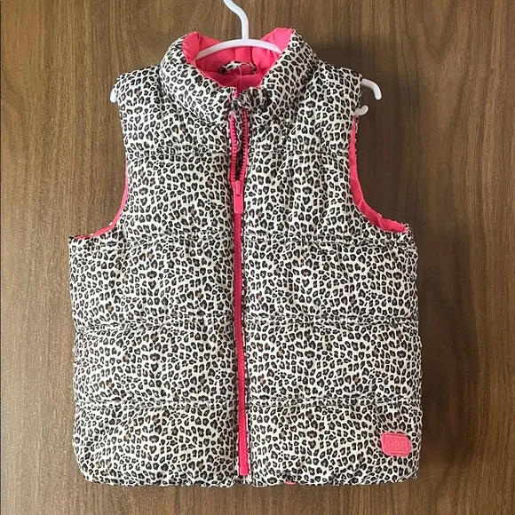 GAP Leopard Print Vest with Pink Accents