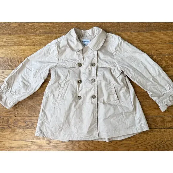 Mayoral Girls' Khaki Button Peacoat Size 3