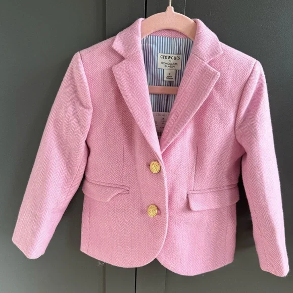 J. Crew Crewcuts Pink Herringbone Schoolgirl Blazer • NWT • size 3
