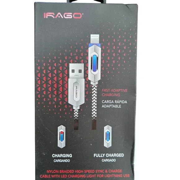 Lumex Nylon Braided 8-Pin Charging Cable New‎ in Box
