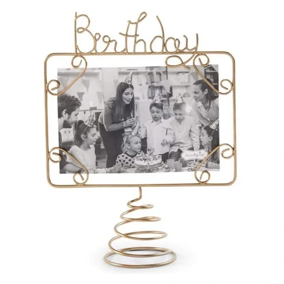 Mud Pie Birthday Gold Cake Topper photo stand