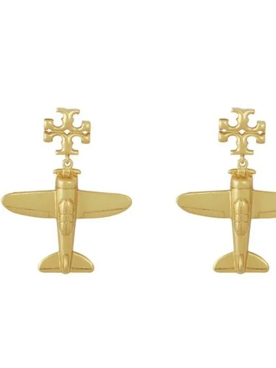 Tory Burch Gold Airplane Drop Earrings NWT