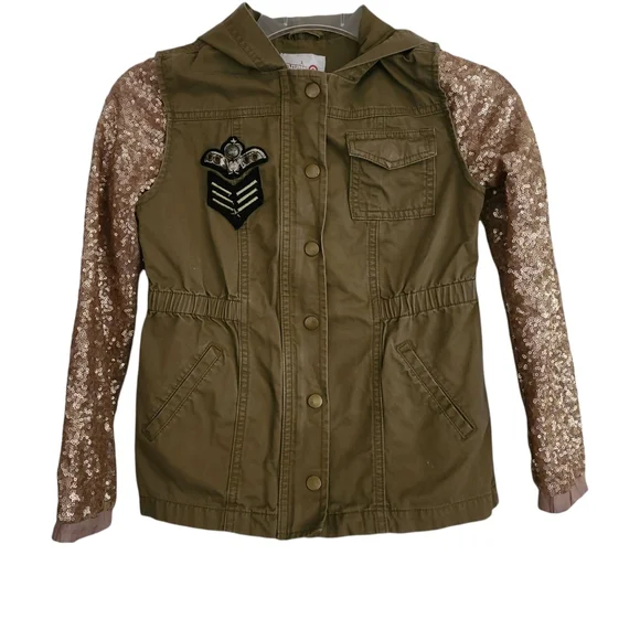 Annie Renee Ehrlich Kalfurs CollectionArmy inspired sequin hoodie jacket Medium