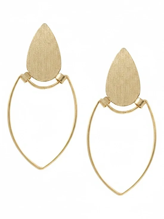Womens Gold Teardrop Hoop Earrings