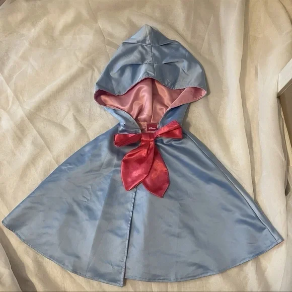 Fairy Godmother Cinderella Little Girl DISNEY Blue Hooded Cape w/ Pink Bow