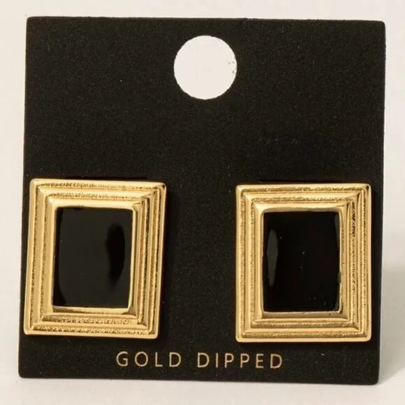 GOLD DIPPED FRAME STUD EARRINGS
