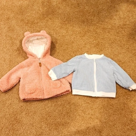 𝅺LOT of 2 Baby Girl's Jackets, 6 and 12 months