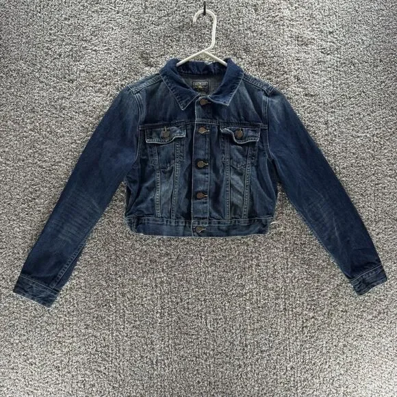 Polo Ralph Lauren Denim Jacket Girls 10 Blue Trucker Youth Cropped‎ Pockets Kids