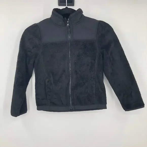 Children's Place Black Cozy Fluffy Full Zip Soft Shell Pocket Fleece Jacket Coat