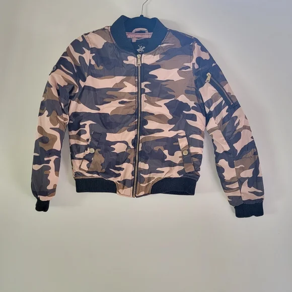 Beverly Hills Polo Club Camo bomber jacket with front snap button pocket Medium