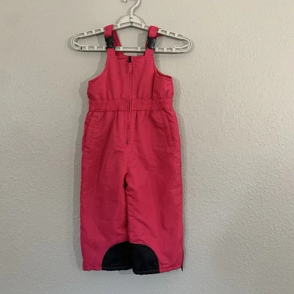 Faded Glory Girls' Toddler Size 4T Pink Winter Snow Bib Ski Pants Snowsuit‎