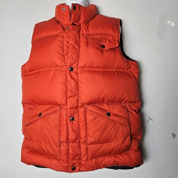 Lands' End Kids XL 18–20 Burnt Orange Puffer Vest Quilted‎ Snap Front Outdoor