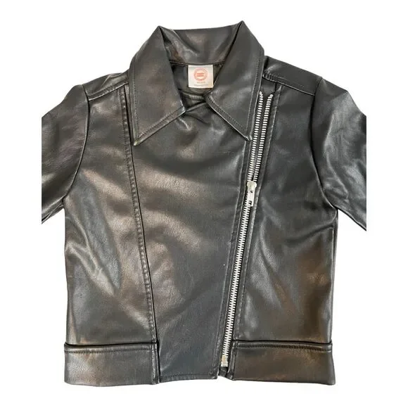 Wonder  Nation Biker Jacket‎ Faux Black Leather Kid's XS