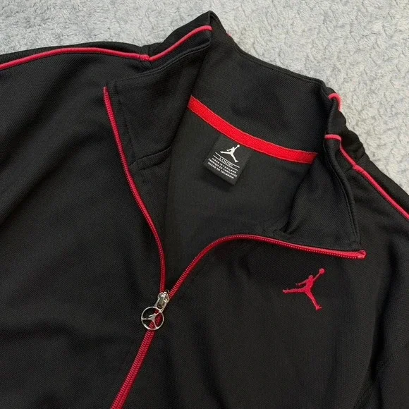 Jordan Flight Jacket Boys Large 16/18 Black Red Full Zip Track Mock Neck
