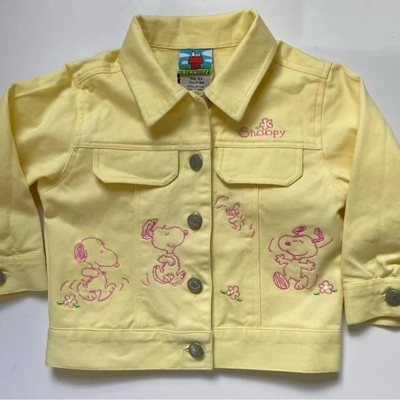 Snoopy Jacket Size 18 Months Vintage Yellow Pink EUC Girls Jean Y2K Peanuts