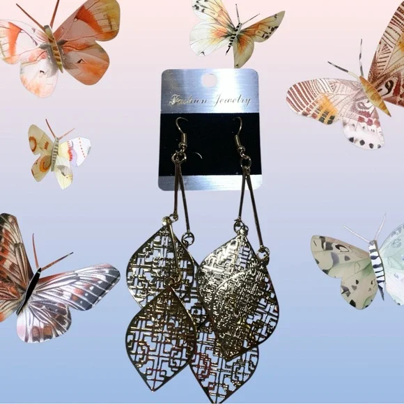 Fashion Jewelry Gold Filigree Dangle Earrings