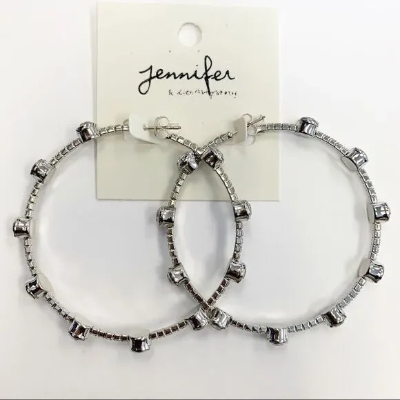 Platinum Jeweled Flexi-Hoop Earrings