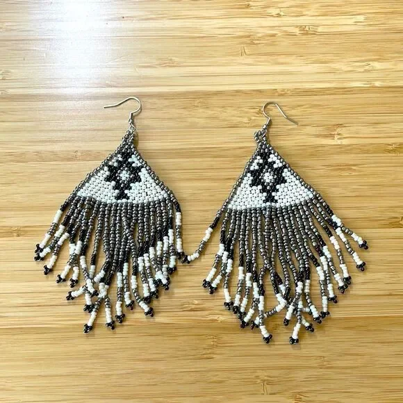 Bohemian Beaded handmade Tassel Pendant Dangle Earrings