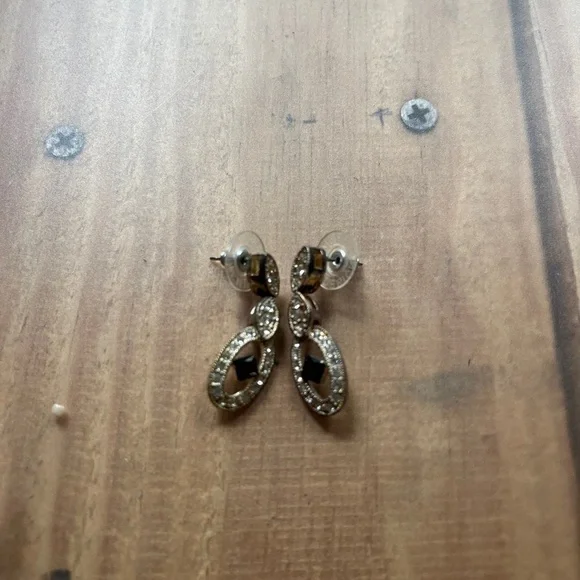 Elegant Silver and Black Drop Earrings