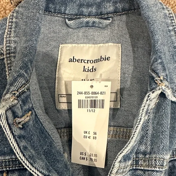 Abercrombie kids Light Blue Denim Jacket with Floral Accents