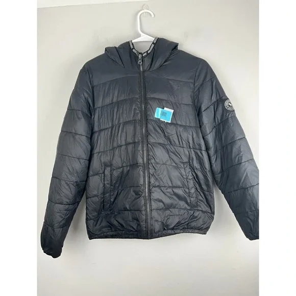 Abercrombie Kids Sherpa Lined‎ Hooded Puffer Jacket 15/16 Black Gray