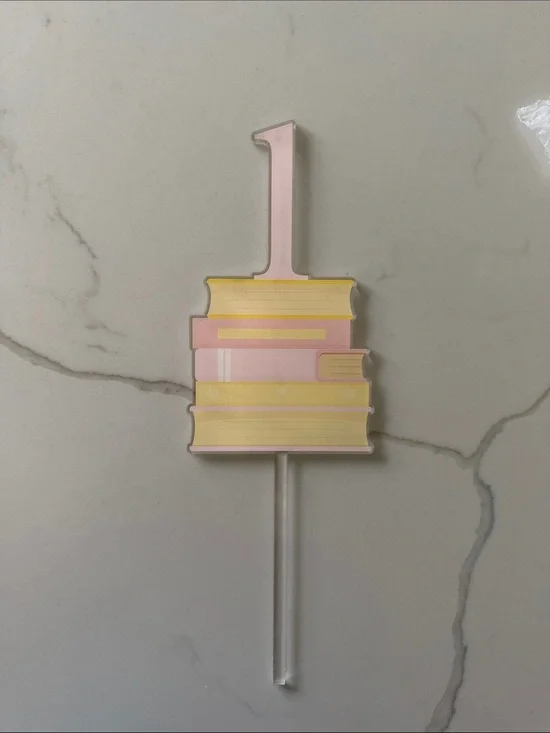 Pink and Yellow '1' Cake Topper - First Birthday Party Decor
